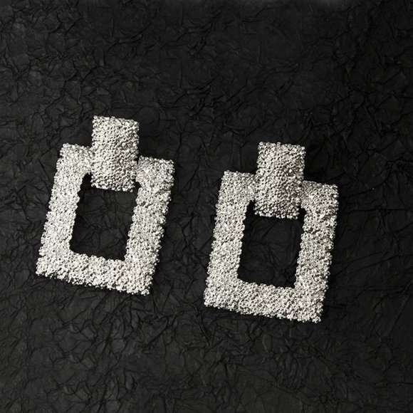 Geometric Large Textured Earrings
